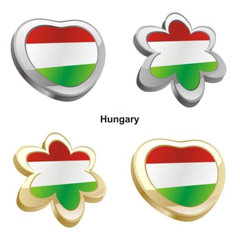 hungary flag in heart and flower shape