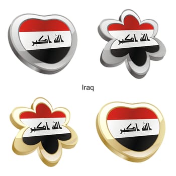 iraq flag in heart and flower shape