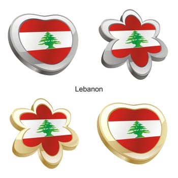 lebanon flag in heart and flower form