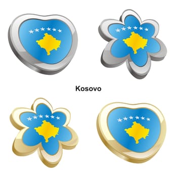 kosovo flag in heart and flower shape