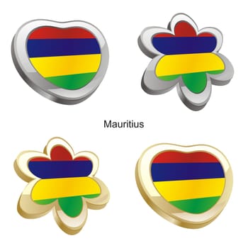 mauritius flag heart and flower form