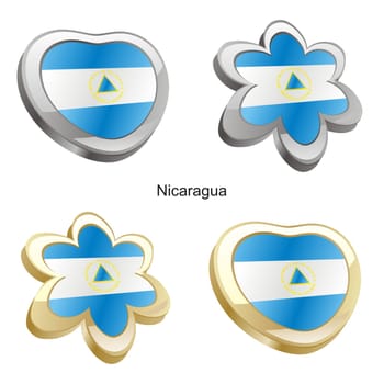 nicaragua flag in heart and flower shape