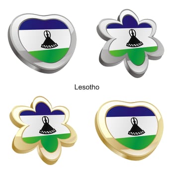 lesotho flag heart and flower form