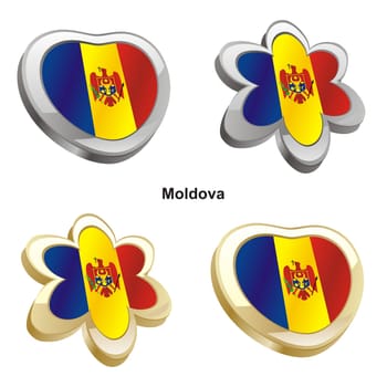 moldova flag heart and flower form