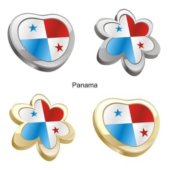 panama flag in heart and flower shape
