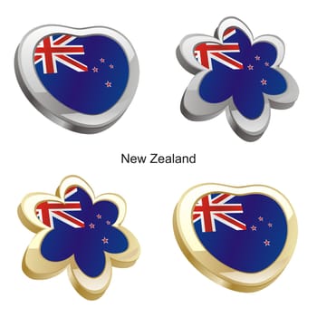 new zealand flag heart and flower shape