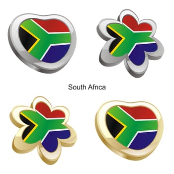 south africa flag heart and flower form