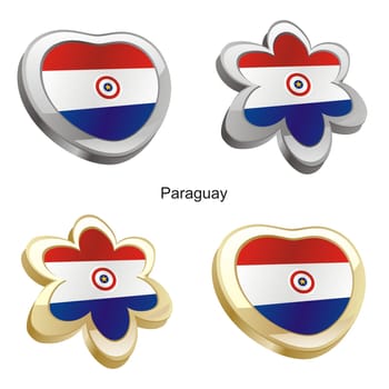 paraguay flag in heart and flower shape