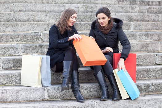 Two women after shopping