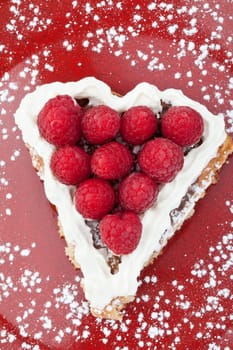 Waffle with raspberries