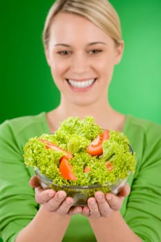 Healthy lifestyle - woman with salad
