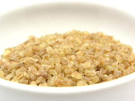 Bulgur in a porcelain bowl
