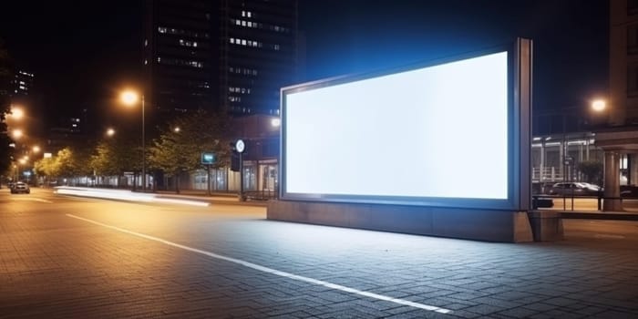 Empty white billboard signage advertising signs on the side of highway. Mockup advertisement concept. Generative ai.