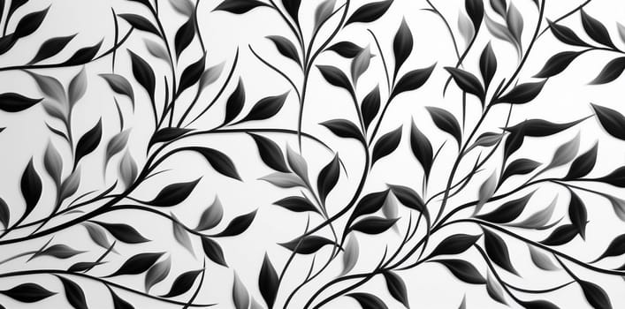 element curl wallpaper black pattern nature textile decorative swirl design floral silk plant texture white decoration illustration leaf flourish flower. Generative AI.