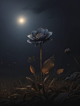 Dark beautiful flower. AI generated