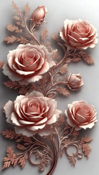 Roses in tender soft cream colors. AI generated