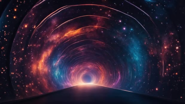 Inside a tunnel made of nebula stars. AI generated