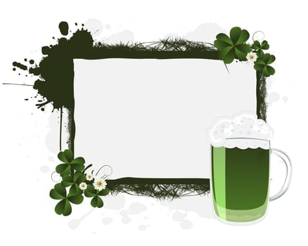 St. Patrick&#039 s green beer and clovers, banner