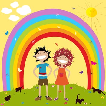 Rainbow and kids