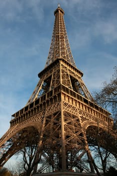 Diagonal view of the Eiffel Tower