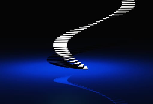 White Modern Stairs - Blue Background 5