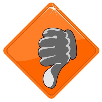 Thumb down on an orange sign