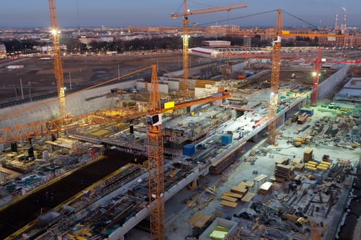 Construction site at night