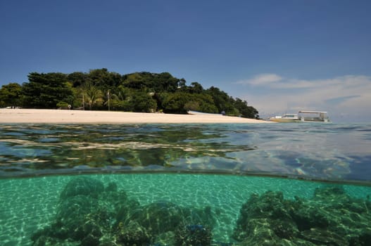 Half - Half shot of an island in Palawan / Philippines