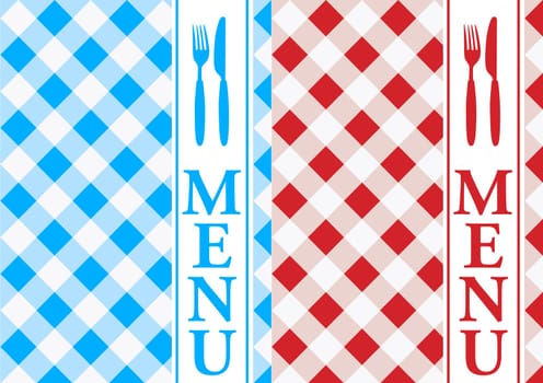 Menu Card - Red and Blue Gingham
