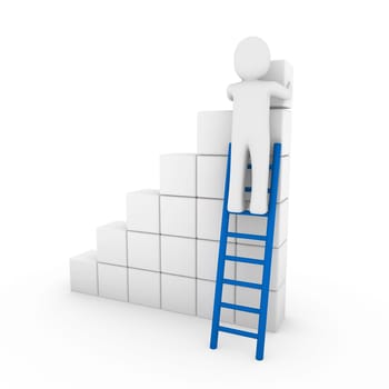 3d human cube ladder green
