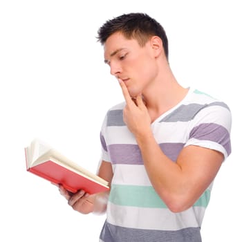 Young man reading a book