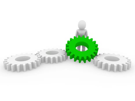 3d human gear green white