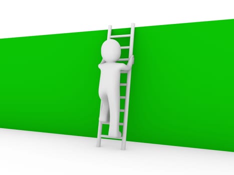 3d human ladder wall green