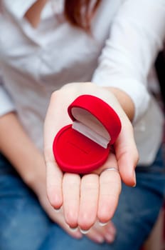 empty red box for engagement ring