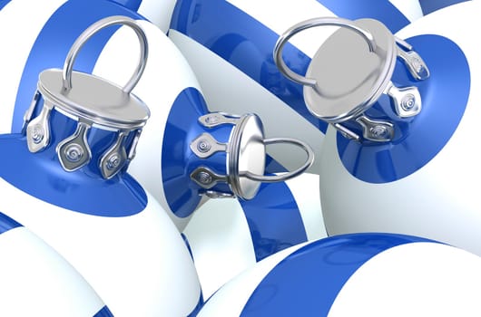 Blue White Striped Christmas Baubles 01