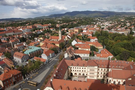 Aerial view of Zagreb, the capital of Cr