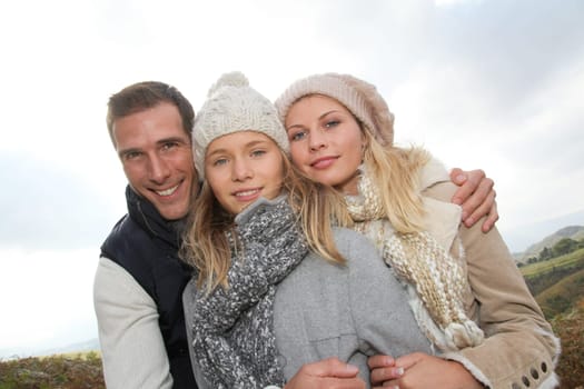 Closeup of happy family in fall season