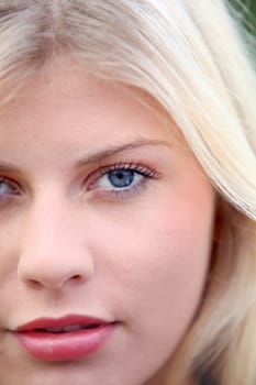 Closeup of beautiful blond woman