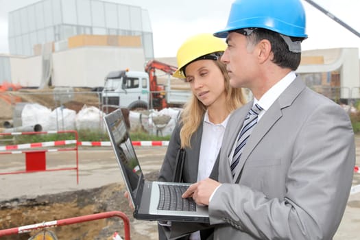 Business people on construction site
