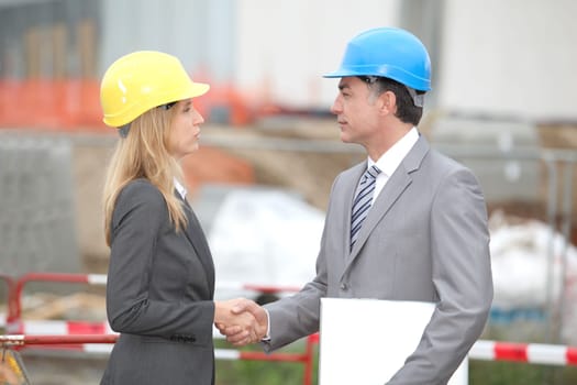 Business people on construction site