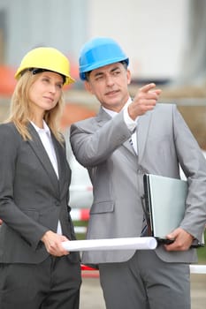 Business people on construction site