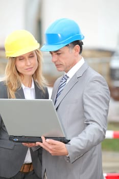 Business people on construction site