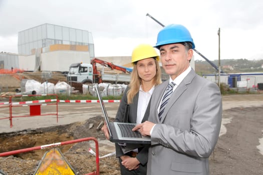 Business people on construction site
