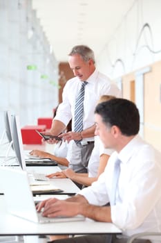 Businessman attending training course
