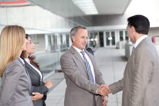 Business people meeting at an exhibition