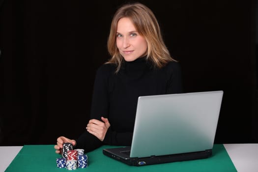 Woman gambling on internet