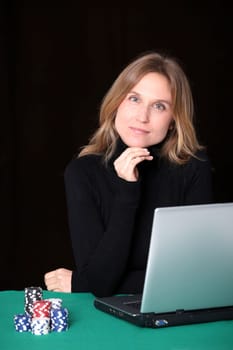 Woman gambling on internet