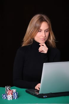 Woman gambling on internet