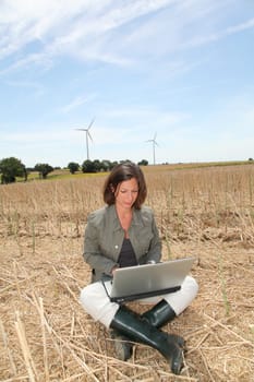 Agronomist in wheat field