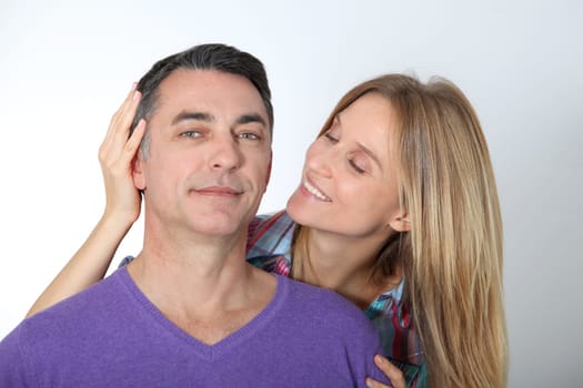 In loved couple on white background